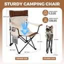 Camping Chairs 2Pack Beach Outdoor Chair for Adults Folding Lawn Chair with Cup Holder, Adjustable Backrest and Carry Bag for Tailgating, Beach, Fishing（Beige）