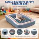 Inflatable Toddler Travel Bed - 64 Inches Grey Kids Air Mattress with Safety Sides & Fast Electric Pump - Portable Toddler Bed for Travel & Camping & Sleeping with Carry Bag