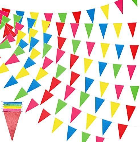 Tatuo 820 ft 500 Pcs Pennant Banner Flag String Hanging Triangle Bunting Flag for Carnival Party Outdoor Events Birthday Classroom Decoration(Colorful)