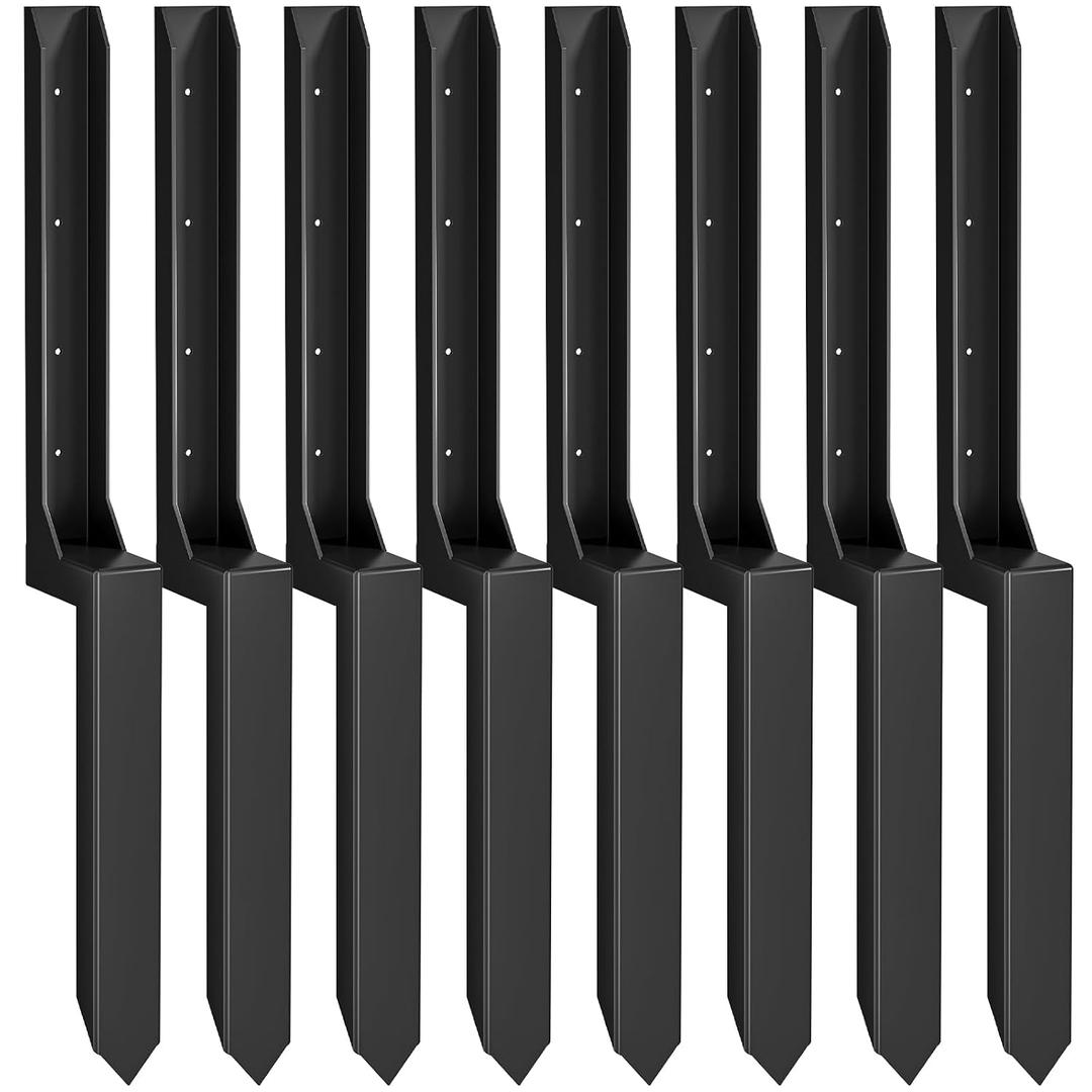 Fence Post Repair Kit，Heavy Duty Steel Fence Post Anchor Ground Spike ，Quick Fix Broken/Leaning Wood Posts with，and Fixed Fence Posts(One-Piece 33.7",8 pcs)