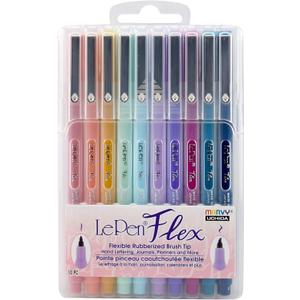 Marvy Uchida Le Flex 10 Piece Set Writing Pen, Pastel Colors
