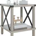 Large End Table Farmhouse Side Table Industrial Style Sofa Table Metal X Accent Wood Coffee Table NightStand with Storage Shelf for Living Room Bedroom Oak Grey MLBZ16Z