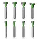 Hakkin 8pcs Keyhole Router Bit Set -1/4 Inch Shank T Slot Keyhole Router Bits Set, T-Track Slotting Milling Cutters Set for Wood (Green)