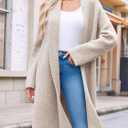 Saodimallsu Womens Long Cardigan Sweaters Chunky Open Front Oversized Slouchy Knit Fall Trendy Coatigan Jackets (Small, Apricot)