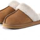 OOW Fuzzy Slippers for Women Cozy Faux Fur House Shoes Winter Warm Memory Foam Slippers for Indoor and Outdoor Size 7