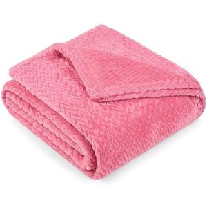 PAVILIA Soft Fleece Hot Pink Throw Blanket for Couch, Lightweight Plush Warm Blankets for Bed, Fuzzy Cozy Flannel Blanket Throw for Sofa, Travel, Jacquard Pattern, Hot Pink, Twin, 60x80 inch