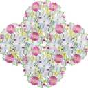 AMARED Spring Daisy Placemats Set of 4 Embroidered Flowery Applique Floral Cutwork Table Mats for Home Decoration (Round 14 Inch)