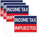 Jetec 3 Piece Tax Service Yard Sign 16"x12" Income Tax Impuestos Yard Sign with Stakes, Double Sided Printed Arrow Directional Signs for Season Outdoor Advertising & Lawn Business Signage