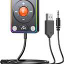 Bluetooth 5.4 AUX Car Adapter,[Dual Connection & Mic Noise Cancellation],Magnetic Bluetooth Aux Receiver with 3.5mm Nylon Braided Cable,for Car Music/Hands-Free Calls/Stereo Audio(Orange)