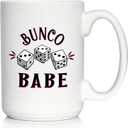 Bunco Babe Coffee Mug - Bunco Decor and Bunco Gifts for Women - Large 15oz White Ceramic Mug