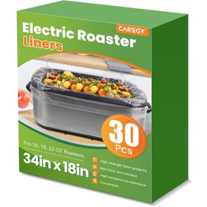 CAREGY Electric Roaster Liners 34 x 18 Inch 30 Counts Disposable Roaster Liners Fits 16, 18, 22 Quarts Roasters, Roasting Oven Liners Cooking Bags for Immediate Cleanup