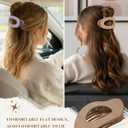AWAYTR Flat Hair Clips For Women 4.33" Lay Flat Claw Clip for Hair 6Pcs Round Large Hair Claw Clips (Glossy - Brown Series)