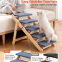 VEVOR Wood Pet Stairs, 5-Step Dog Stairs for Beds, Sofa & Cars, 150lbs Load Capacity, Floded Flat Design, Stable & Sturdy Cat & Dog Step Ladder for Small Medium Large Older Pet Puppy Essentials