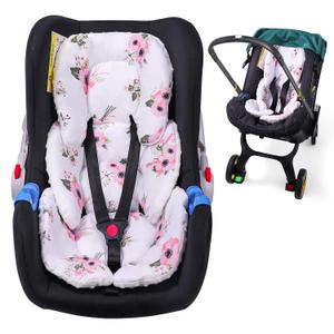THE KENKYO 2-in-1 Reversible Infant Car Seat Insert for Newborn, Mink Dot Baby Car Seat Head & Body Support with Cotton Filled, Breathable Baby Car Seat Cushion for Strollers, Swings and Bouncers (Pink Flower)