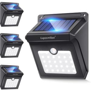 28 LEDs Solar Lights Outdoor, Motion Sensor Wireless Waterproof Security Wall Lights, Solar Light for Outdoor, Front Door, Back Yard, Garage, Porch by Luposwiten [4 PACK]