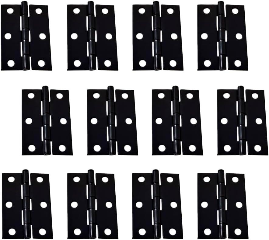 QCAA Narrow Butt Utility Hinge, Swaged, with Removable Loose Pin for Cabinet Door or Box Hinge, 2-1/2" x 1-3/4" x 1.4mm, Flat Black, 12 Pack, Made in Taiwan