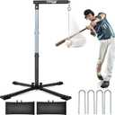 Batting Tee with Tethered Ball Adjustable 20" to 45" Baseball & Softball Hitting Trainner Metal X-Base with 4 Ground Stakes & 2 Sandbags for Maximum Stability Swing Trainner for All Ages