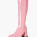 DREAM PAIRS Women's Gogo Boots Square Toe Chunky Wide Calf Knee High Boots For Women, 6.5