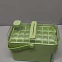 Compact Double Layer Ice Cube Tray with Lid and Bin, One-Click Demolding, Pull-Out Ice Drawer with Portable Handle, Includes 2 Large Ice Ball Molds (Green)