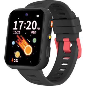 Smart Watch for Kids, Kids Watch with 2 Cameras, 30 Puzzle Games, Learning Cards, Video Music Player, Audiobooks, Pedometer, Alarm Clock, Torch, Birthday Gifts Toys for Boys 4-10 (Black)