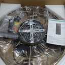 Flush Mount Caged Ceiling Fan: 20" Caged Ceiling Fan with Lights and Remote, Bladeless Low Profile Ceiling Fans 6 Speed Reversible Quiet Industrial Enclosed Ceiling Fan for Bedroom Dining Room Kitchen (Black Brush Gold)