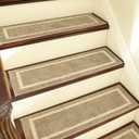 COSY HOMEER Soft Stair Treads 15pcs Non-Slip Carpet Mat 28inX9in Indoor Stair Runners for Wooden Steps,Stair Rugs for Kids and Dogs, 100% Polyester TPE Backing Beige