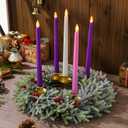 XunYee Advent Candle Holder Wreath Set of 5 with 5 Flameless Candles Christmas Advent Berry Champagne Flower Wreath Rings for Table Centerpiece Fireplace Festival Home Church Decor(Fresh)