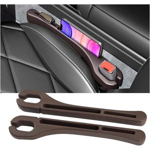 Mandark Car Seat Gap Filler, 2PCS Vehicle Seat Gap Fill Organizer with Phone Holder for Prevents Items Falling, Auto Interior Crevice Blocker Stop Accessories, Universal for SUV Sedan Truck (Brown)