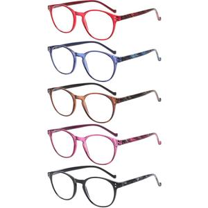 NORPERWIS 5 Pairs Reading Glasses  Standard Fit Spring Hinge Readers Glasses for Men and Women (Black Purple Red Blue Brown, 3.00)