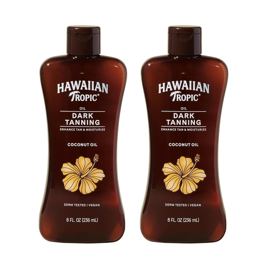 Hawaiian Tropic Dark Tanning Oil, 8 Fl Oz | Moisturizing Body Oil with Cocoa Butter, Tan Enhancer, 8 Fl Oz each Twin Pack