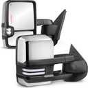 MOSTPLUS Power Heated Towing Mirrors Compatible with 2008-2013 Chevy Silverado Suburban Tahoe GMC Serria Yukon w/Sequential Turn light, Clearance Lamp, White Running Light(Set of 2)-Chrome