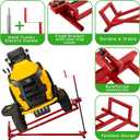 Lawn Mower Lift Jack, TUNTENDO Lifting Platform 882 Lbs Capacity Telescopic Maintenance Jack for Garden Tractors & Riding Lawn Mower with Manual Handle & Power Tool Extension Handle (Red)