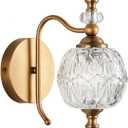 Vintage Bathroom Wall Sconces, 1-Light Wall Light Fixtures with Crystal Glass Shade Retro Bathroom Vanity Light Fixtures for Bedroom Living Room Farmhouse Dinning Room