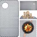 Silicone Sink Protector, 28.3x14.4 Inch Kitchen Mat, Non-Slip Heat Resistant with Drain Hole for Bottom of Farmhouse Porcelain Stainless Steel Sink Pad Gray