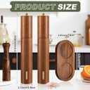 Wooden Salt and Pepper Grinder Set 11.8 Inch Manual Salt and Pepper Mill with Tray Adjustable Coarseness and Refillable Wood Grinders with Gold Bottle Label for Kitchen(Wood Color)