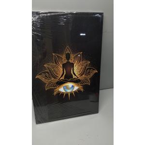 Framed Yoga Meditation Canvas Wall Art Spiritual Lotus Flower Print Picture with Eye Zen Mindfulness Painting spiritual Energy Poster for Living Room Bedroom Office Décor 16x24 Inches