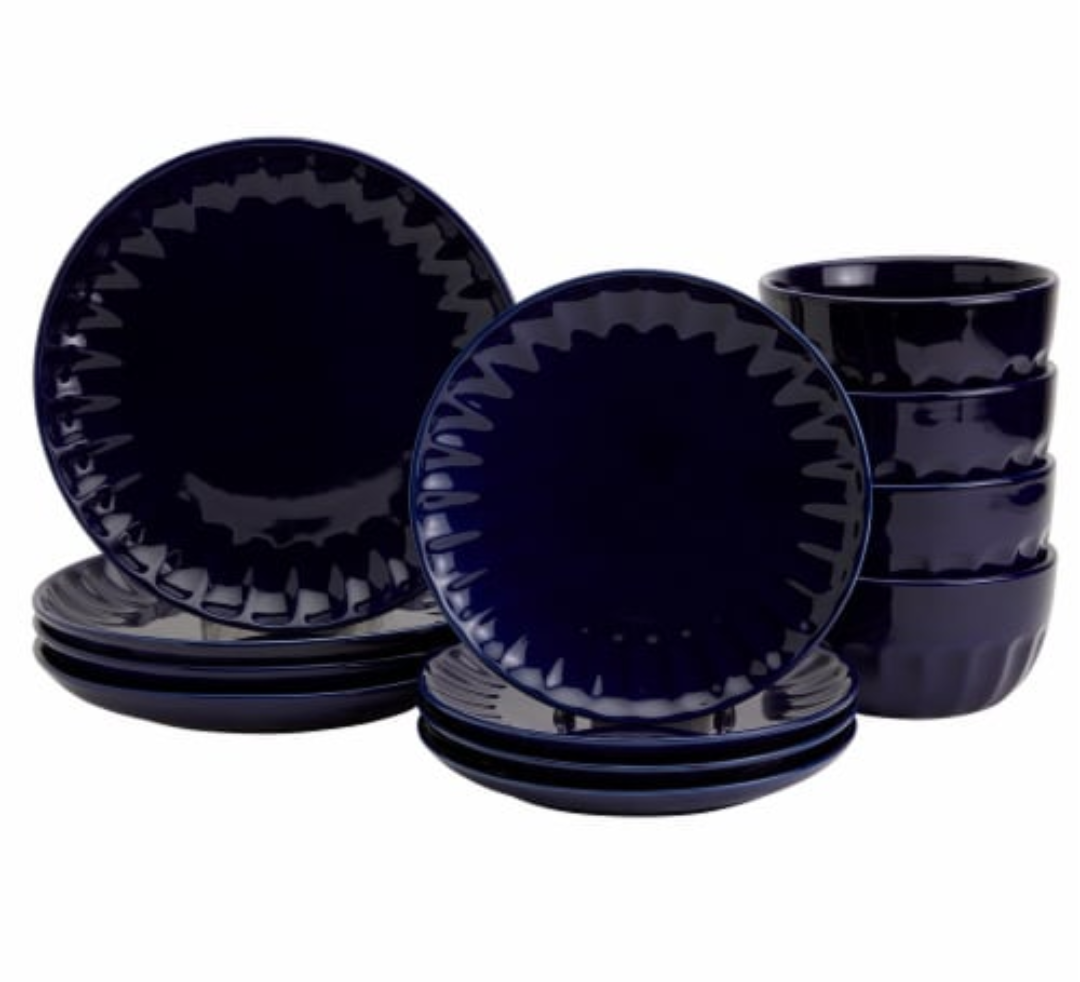 Mason Craft & More 12 Piece Stoneware Café Dinnerware Set, Service For 4 - Navy