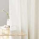 NICETOWN Linen Curtains 48 inches Long, Rod Pocket & Back Tab Flax Linen Weave Window Treatments Privacy with Light Filtering for Bedroom/Farmhouse, Natural, W42 x L48, 2 Panels