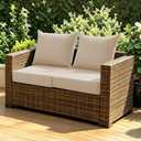 Patio Cushions for Outdoor Furniture, 24x24 Outdoor Couch Cushions, Waterproof & Fade-Resistant Patio Chair Cushions with Removable Cover, Replacement Outdoor Deep Seat Cushion, Beige (Set of 2), 24*24+5.75/25*22.5"