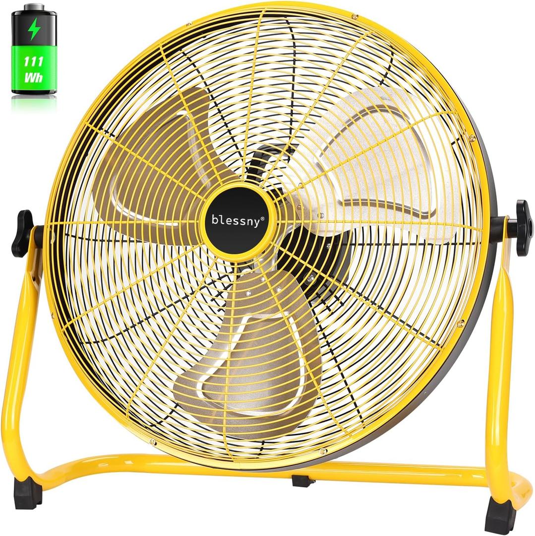 blessny 20'' Portable Rechargeable Floor Fan for Home Patio Camping | Max 60 Hours Long Running Time for Gym RV Greenhouse Cooling or Air Circulation