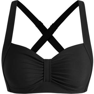 ZAFUL Women Bikini Top Only-Ruched Bra Padded Bathing Suit Top Cross Back Vintage Retro Bathing Suit Tops 2025 (Medium)