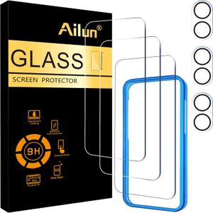 Ailun 3 Pack Screen Protector for iPhone 16 Plus [6.7 inch] + 3 Pack Camera Lens Protector with Installation Frame,Case Friendly Tempered Glass Film,[9H Hardness][Not for iPhone 16e/16/16 Pro/Pro Max]