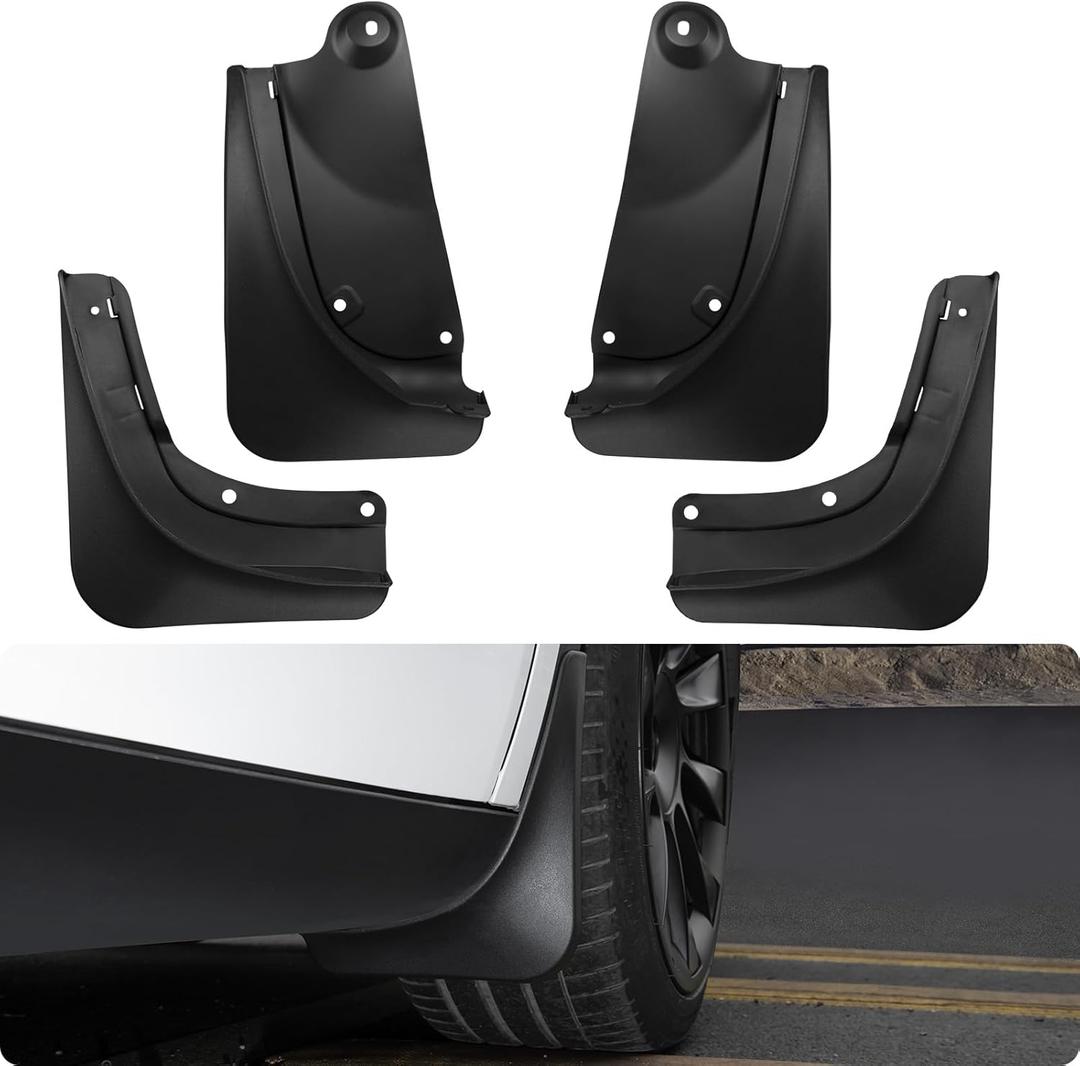 BASENOR 2020-2024 New Version Tesla Model Y Mud Flaps Splash Guards [No Drilling No Tape] [Proprietary Design] All Weather Tire Protector Mudflaps for Tesla Exterior Accessories