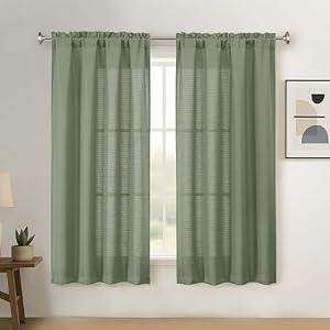 Ebesto Sage Green Curtains for Windows 54 Inch Length 2 Panels Set for Bedroom, Semi Light Filtering Soft Curtains for Living Room Office, Dual Rod Pocket Farmhouse Window Drapes, 2x40Wx54L Inches