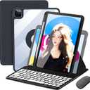 Vertical Keyboard Case for iPad Air 11inch 2025(M3)/2024(M2)/Air 5/4 with Mouse, Rotating Case aslo for iPad Pro 11 with Keyboard Mouse Combo, Magnetic-Black
