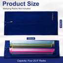 Storage Bag for Mahjong Racks and Pushers, 2 Compartments Fits 4 Racks Velvet Drawstring Pouch with Soft Sleeves, Mah Jongg Accessory Organizer (Blue)