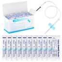 100 Pack Butterfly Needles Collection Needles Blood Collection Set with Holder Sterile Individual Packaging for Laboratories and Veterinary (Style1,23G X 3/4" X 12",Blue)