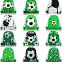 Tondiamo 12 Pcs Baseball Soccer Party Favor Bags Kids Drawstring Soccer Candy Goodies Treat Bags Supplies