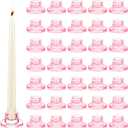 36 PCS Glass Taper Candle Holders Bulk Pink Candlestick Holders Clear Short Tapered Candle Stick Holder Decor Set for Table Centerpiece Wedding Party Advent Christmas Home Decorations