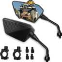 ATV Mirror, Side Rearview Mirrors for Bike Motorcycle ATV Scooter Cruiser with 8mm 10mm Bolt, 7/8" Handle Bar Mount Clamp Compatible with Suzuki Yamaha Honda Kawasaki Victory and More
